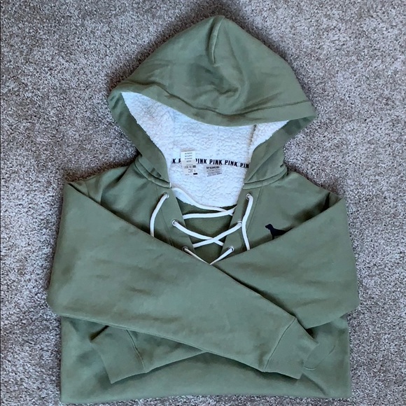 PINK Lace up pull over hoodie - Picture 5 of 9